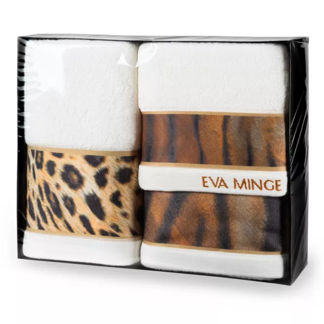 Zestaw ręczników bawełnianych na prezent 1 szt 30x50 cm, 1 szt 50x90 cm, 1 szt 70x140 cm kolor kremowy z kolekcji Eva Minge