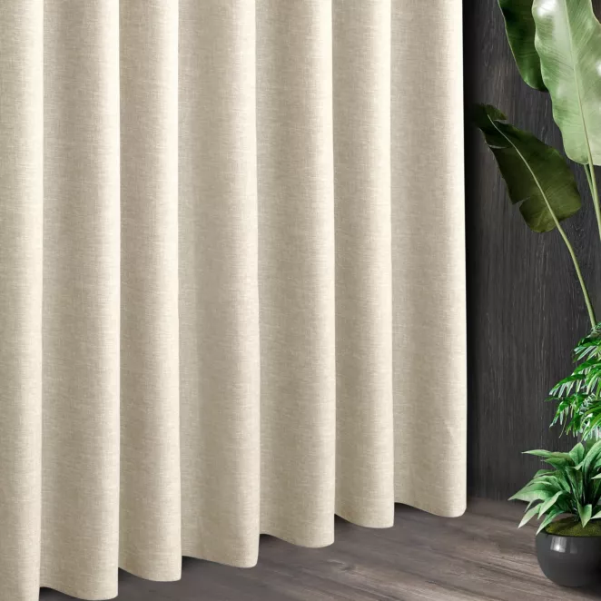 Tkanina zasłonowa zaciemniająca typu blackout, z ozdobnym splotem, z efektem melanżu