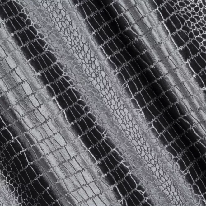 M182/6 Zasłona szyta na taśmie 5 cm SAFARI grafitowa z miękkiej welwetowej tkaniny w wytłaczany wzór