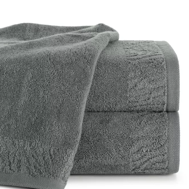 Ręcznik do rąk 30x50 cm bawełniany kolor szary z ozdobną błyszczącą bordiurą 500 g/m2 MARGO