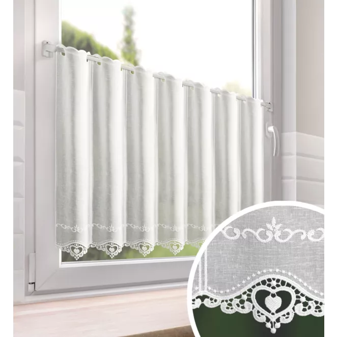 Tkanina firanowa zazdrostka z etaminy zdobiona gipiurą