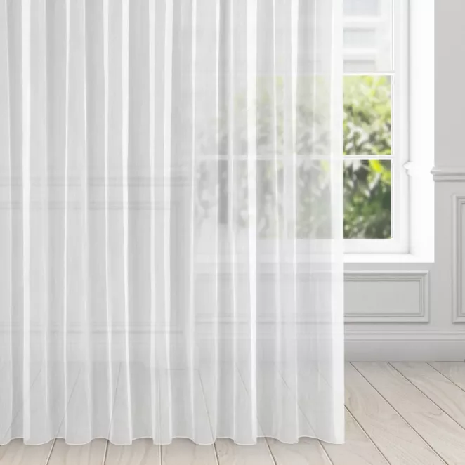 Firana biała o strukturze drobnego deszczyku 350x270 cm taśma NICEA