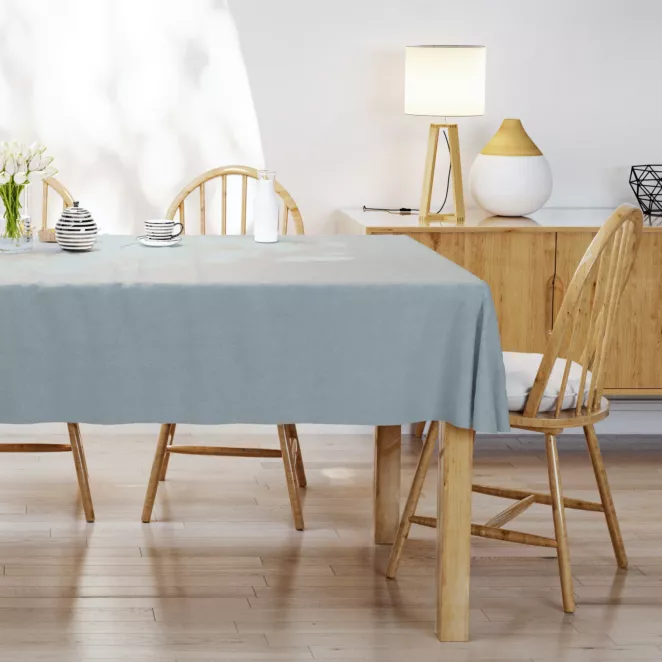 Obrus szyty ENYA niebieski z miękkiej półmatowej tkaniny welwetowej