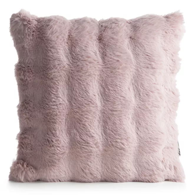 Poszewka na poduszkę 45x45 cm z futerka kolor pudrowy zdobiona efektem 3D LILY
