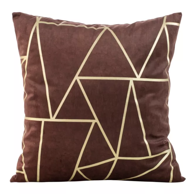 Poszewka na poduszkę 45x45 cm welwetowa bordowa z nadrukiem geometrycznym BLINK 29