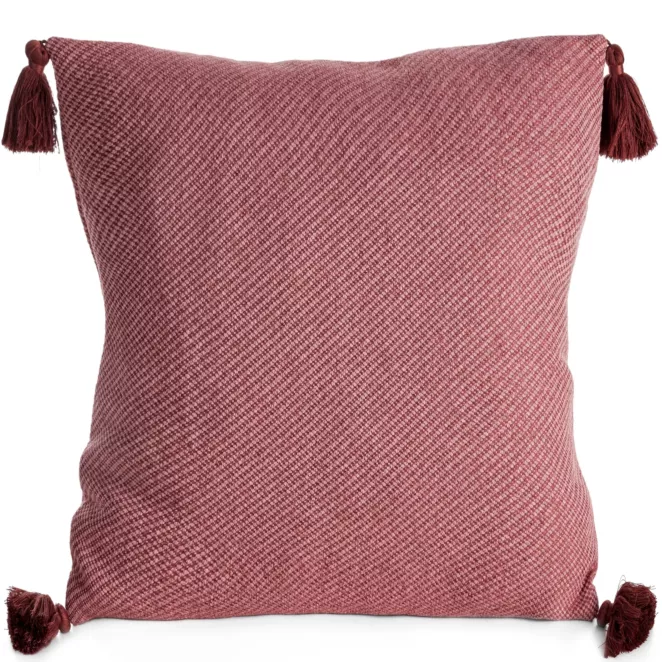 Poszewka na poduszkę 45x45 cm gładka różowa z ozdobnymi chwostami na rogach POLY