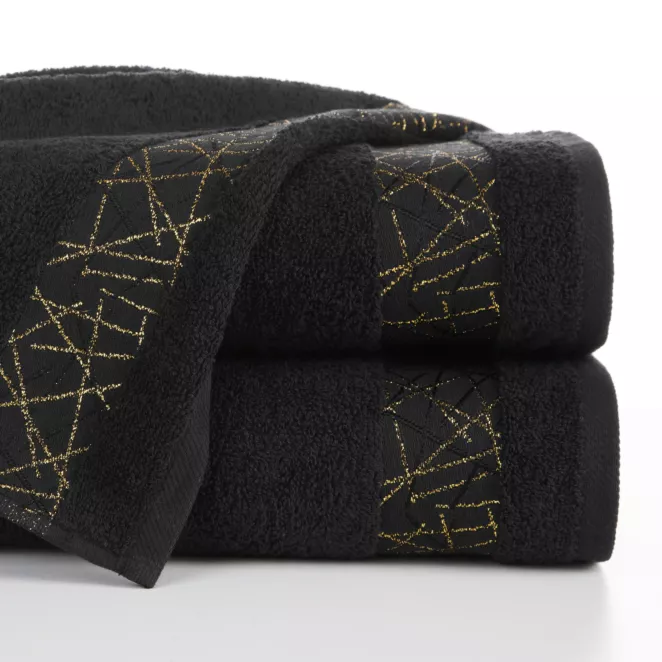 Ręcznik kąpielowy 50x90 cm bawełniany kolor czarny z żakardową bordiurą 480 g/m2 NIKA