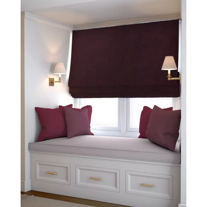 Roleta rzymska DORA - HIT burgundowa z miękkiej tkaniny o welurowej strukturze