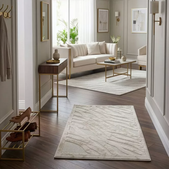 Dywan 60x100 cm kremowo, strukturalny o praktycznym, naturalnym wykończeniu VENUS 1