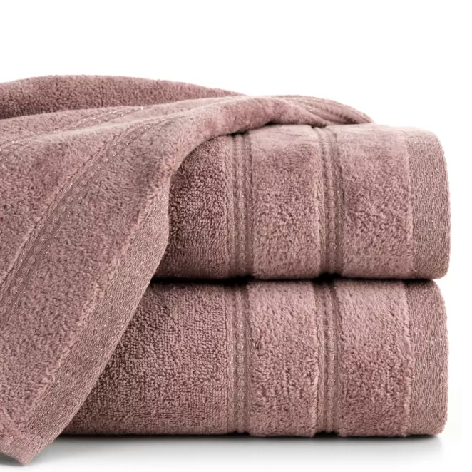 Ręcznik kąpielowy 50x90 cm bawełniany kolor liliowy zdobiony błyszczącymi paseczkami 500 g/m2 GLORY 4