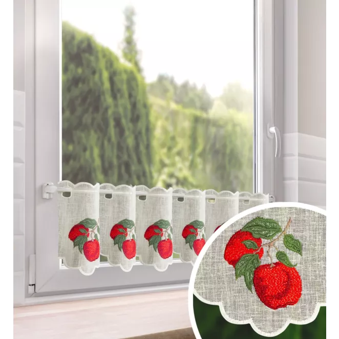 Tkanina firanowa zazdrostka zdobiona wyrazistym haftem