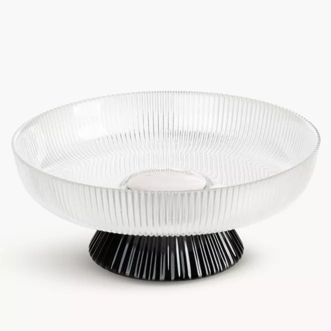 Patera szklana biało, czarna o ozdobnym tłoczonym wzorze 30x12 cm DAISY