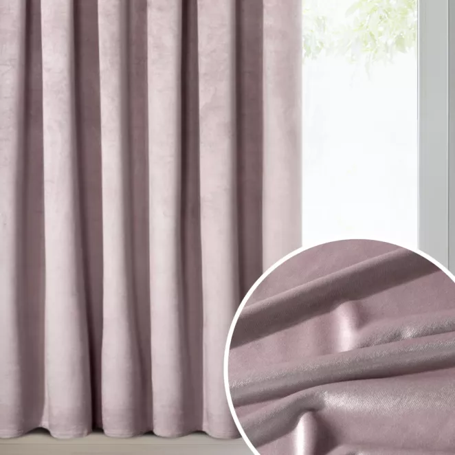 Zasłona welwetowa pudrowy róż 140 x 270 cm taśma - ROSA - Design 91