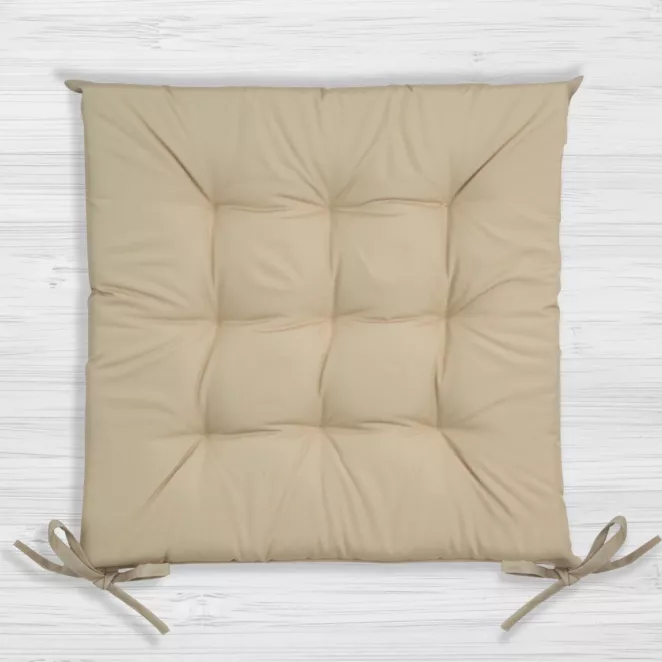 Poduszka na krzesło 40 x 40 x 5 cm wodoodporna beżowa z pikowaniem GARDEN