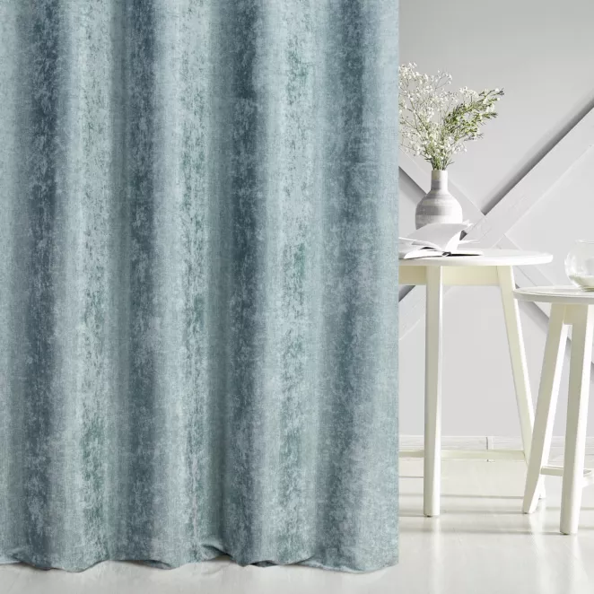 Zasłona szyta na taśmie 5 cm BRIANNA turkusowa miękka szenilowa o wyraźnym splocie i lekkim połysku