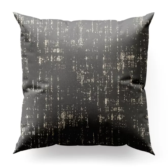 Poszewka szyta grafitowo złocista z miękkiej tkaniny o strukturze weluru z połyskliwym nadrukiem