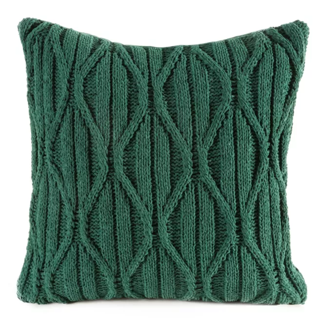Poszewka na poduszkę 45x45 cm świąteczna o plecionej strukturze zielona