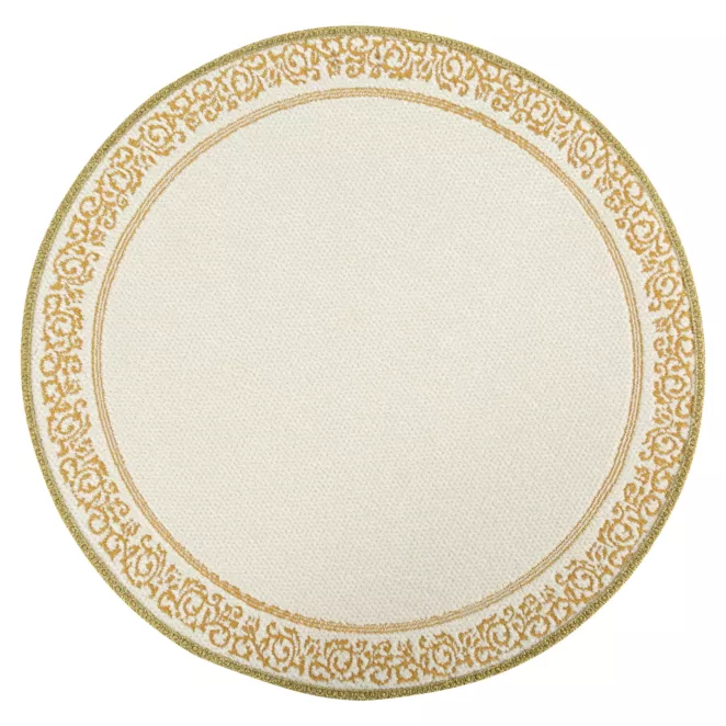Podładka na stół biało, złota średnica 38 cm MAJORKA zdobiona błyszczącym wzorem ornamentu