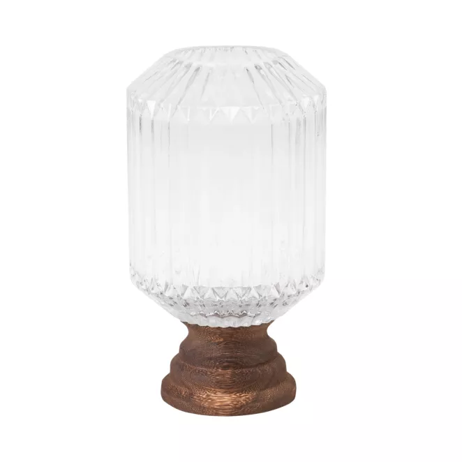 Świecznik dekoracyjny GRACE ze szkła i drewna