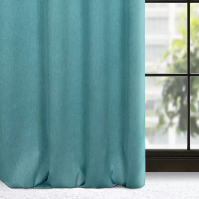 Zasłona ciemnoturkusowa zaciemniająca o strukturalnym wzorze 135x250 cm przelotka - CARLO