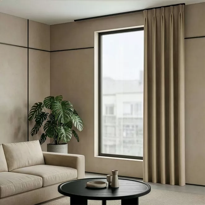 Zasłona beżowa 40x270 cm welwetowa flex 1:2