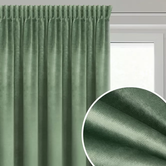 Zasłona welwetowa ciemnomiętowa 140x270 cm taśma - ROSA - Design 91