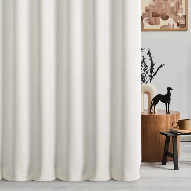 Zasłona szyta na taśmie 5 cm naturalna z tkaniny o szenilowej strukturze