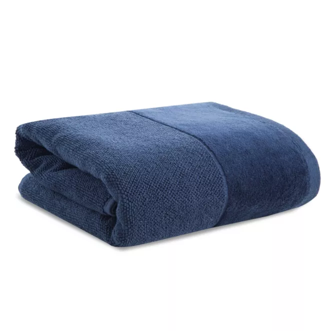 Ręcznik kąpielowy 70x140 cm bawełniany kolor granatowy zdobiony welwetową bordiurą 500 g/m2 FERO