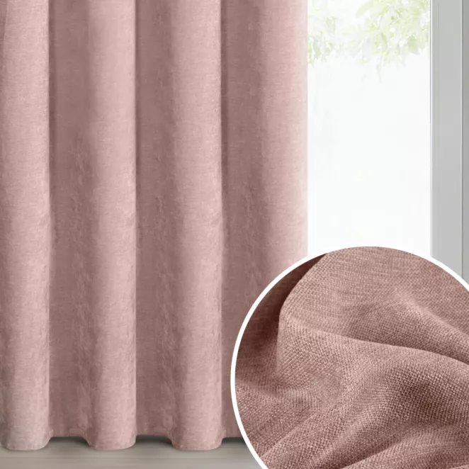Zasłona pudrowa z szenilowej tkaniny 140x250cm przelotki - VANI