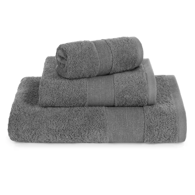 Ręcznik do rąk 30x50 cm bawełniany kolor stalowy z ozdobną błyszczącą bordiurą 500 g/m2 ZOJA