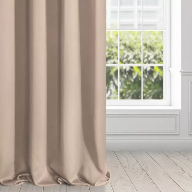 Zasłona beżowa zaciemniająca gładka półmatowa 135x270 cm taśma LOGAN
