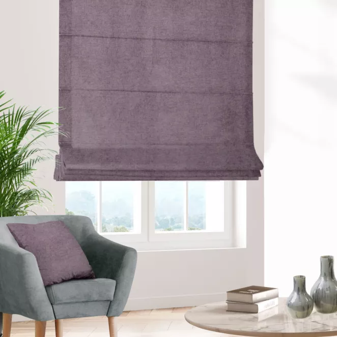 Roleta rzymska BRIANNA fioletowa miękka szenilowa o wyraźnym splocie i lekkim połysku
