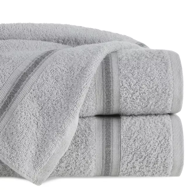 Ręcznik do rąk 30x50 cm bawełniany kolor srebrny w kontrastujące pasy 500 g/m2 TRIS
