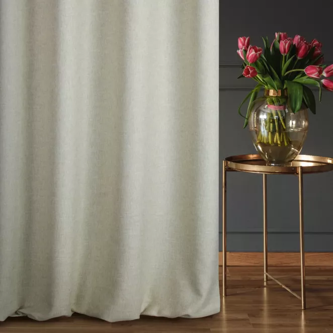 Zasłona szyta na taśmie 5 cm GEONOA naturalna z miękkiej tkaniny o naturalnym charakterze z widocznym ozdobnym splotem