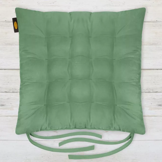 Poduszka na krzesło 40 x 40 x 6 cm  welurowa miętowy z szesnastoma pikowaniami ADORE