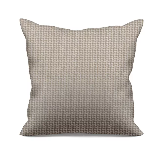 Poszewka szyta beżowo srebrna tkanina welwetowa z błyszczącym, metalicznym nadrukiem drobnej pepitki