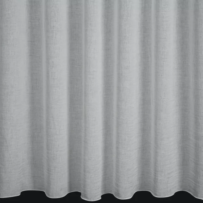 E8/1 Firana szyta na taśmie 5 cm naturalna z lekko połyskującej, luźnotkanej etaminy z efektem kreszowania, wykończona obciążnikiem