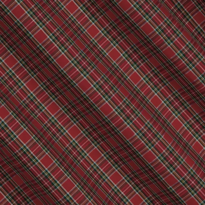 H243/9 Zasłona szyta na taśmie 5 cm czerwono zielona z delikatnej tkaniny w kratkę zdobionej lurex nicią