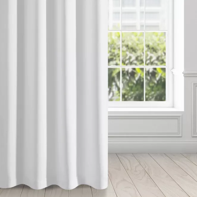 Zasłona biała z gładkiej matowej tkaniny zaciemniającej 135x250 cm przelotka - BLACKOUT