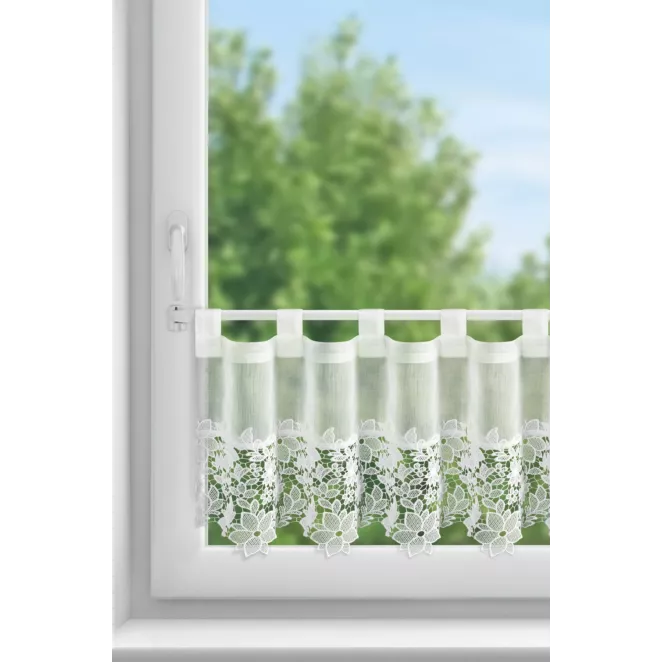 Zazdrostka biała  zdobiona subtelną aplikacją 40x150 cm szelki  - ARTEMIDA