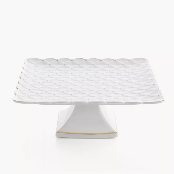 Patera ceramiczna dekoracyjna kremowa z złotymi akcentami 27x27x10 cm BELIA