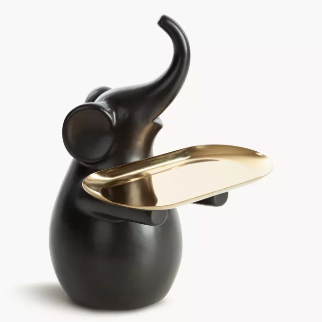 Figurka dekoracyjna słoń z złotą paterką