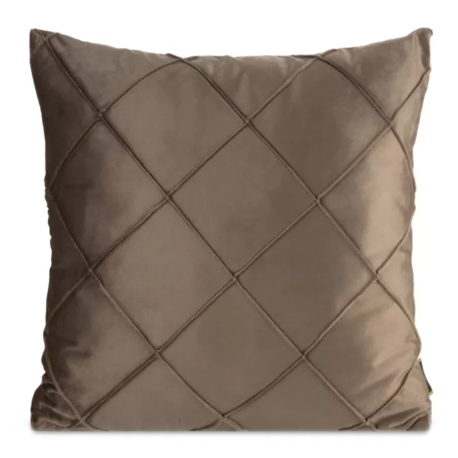 Poszewka na poduszkę 45x45 cm welwetowa jasnobrązowa z geometrycznym przeszywanym wzorem NALA Eurofirany Premium