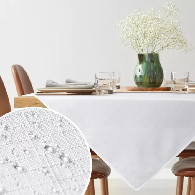 Obrus na stół 85x85 cm biały wodoodporny - KATE