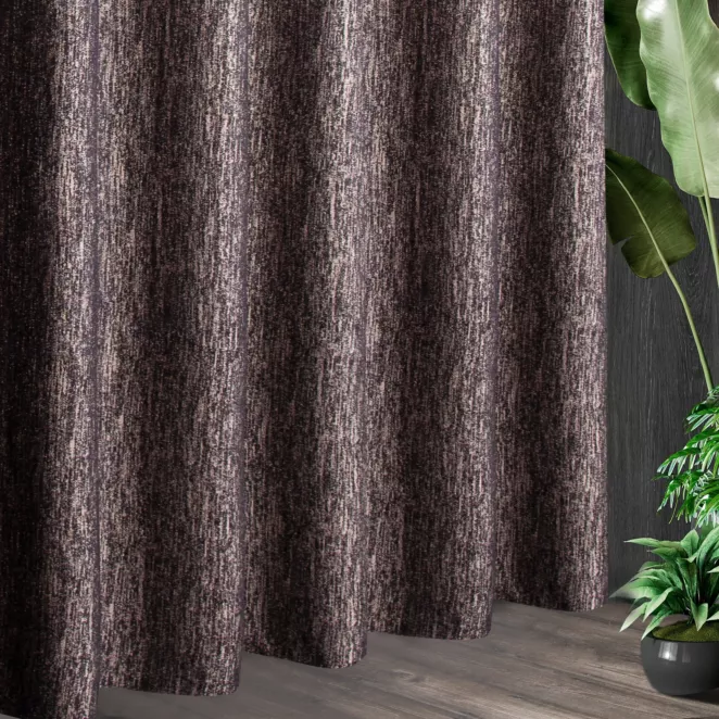 Tkanina zasłonowa grubsza, szenilowa, o melanżowej fakturze