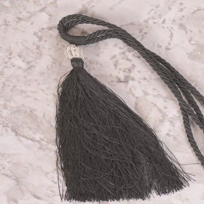 Dekoracyjny sznur do zasłon MOLY upinacz z chwostem zdobiony kryształkami