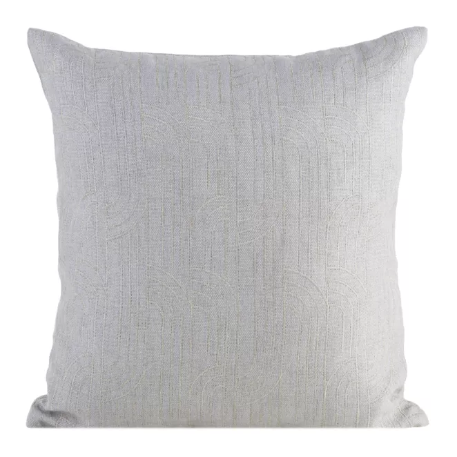 Poszewka na poduszkę 45x45 cm srebrna z złotym geometrycznym haftem MILA