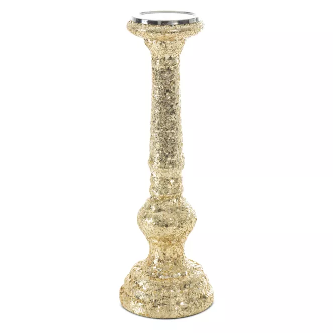Świecznik dekoracyjny MELIA ze szkła artystycznego z efektem popękanego szła