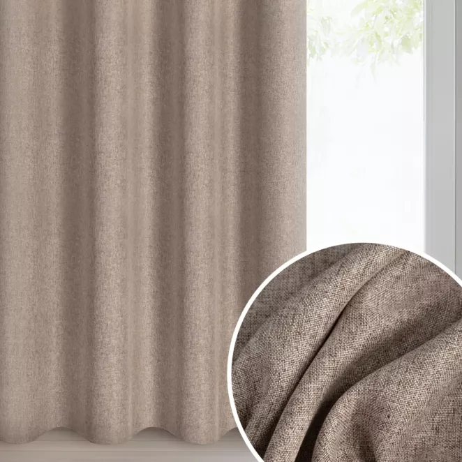 Zasłona brązowa z matowej tkaniny z efektem melanżu 140x250 cm przelotka - ADELINA