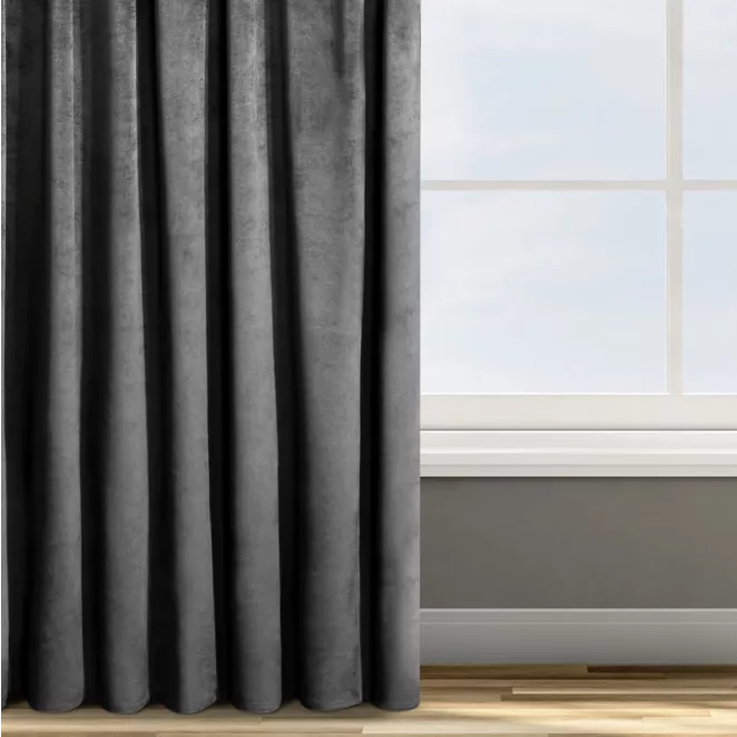 Zasłona welwetowa czarna 135x300 cm taśma - ROSA - Design 91